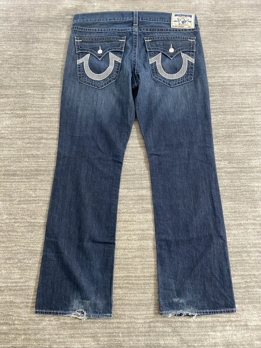 Vintage Y2K Mens True Religion Straight Jeans Blue Tag 38 Fit 40 x 33